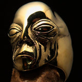 Excellent crafted Men's Alien Visitor Ring Extra Terrestrial Face - Solid Brass - BikeRing4u