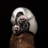 Excellent crafted Men's Alien Visitor Ring Extra Terrestrial Face - Sterling Silver - BikeRing4u