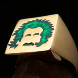 Excellent crafted Men's green Man with Beard Pinky Ring - solid Brass - BikeRing4u