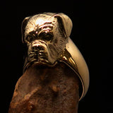 Perfectly crafted Men's Boxer Dog Pinky Ring - solid Brass - BikeRing4u
