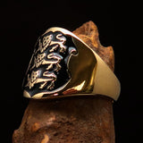 Excellent crafted Men's black 3 Lions Coat of Arms Pinky Ring - solid Brass - BikeRing4u