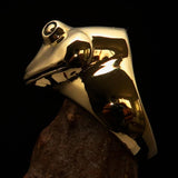 Perfectly crafted Men's grinning Frog Pinky Ring - solid Brass - BikeRing4u