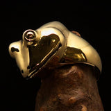 Perfectly crafted Men's grinning Frog Pinky Ring - solid Brass - BikeRing4u