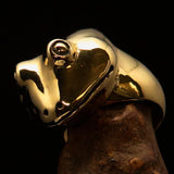 Perfectly crafted Men's grinning Frog Pinky Ring - solid Brass - BikeRing4u