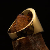 Excellent crafted Men's green Aum Buddhist Pinky Ring - solid Brass - BikeRing4u