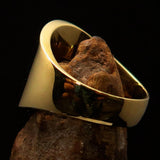 Excellent crafted Men's green Aum Buddhist Pinky Ring - solid Brass - BikeRing4u