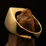 Excellent crafted Men's Franciscan green Corona Cross Pinky Ring - solid Brass - BikeRing4u