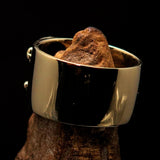 Excellent crafted Outlaw red 1% Jolly Roger Skull Band Ring - solid Brass - BikeRing4u