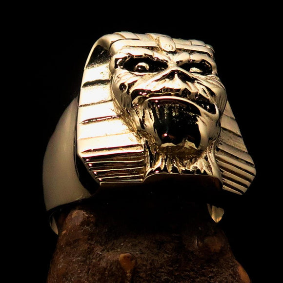 Excellent crafted Men's Egyptian Pharaoh Sphinx Mummy Ring - solid Brass - BikeRing4u