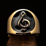 Excellent crafted round Men's black Treble Clef Pinky Ring - Solid Brass - BikeRing4u