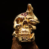 Excellent crafted Men's red 1% Snake Skull Outlaw Biker Ring - solid Brass - BikeRing4u