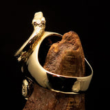 Excellent crafted Men's red 1% Snake Skull Outlaw Biker Ring - solid Brass - BikeRing4u