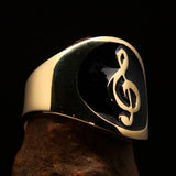 Excellent crafted round Men's black Treble Clef Pinky Ring - Solid Brass - BikeRing4u
