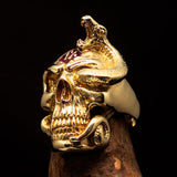 Excellent crafted Men's red 1% Snake Skull Outlaw Biker Ring - solid Brass - BikeRing4u