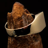 Rectangle shaped Men's Ring red YHWH Yahweh Hebrew God Israel - Solid Brass - BikeRing4u