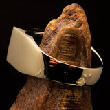 Rectangle shaped Men's Ring red YHWH Yahweh Hebrew God Israel - Solid Brass - BikeRing4u