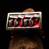 Rectangle shaped Men's Ring red YHWH Yahweh Hebrew God Israel - Solid Brass - BikeRing4u