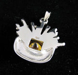 Colgante asimétrico redondo amarillo CZ Sunbeam - Plata de ley