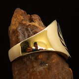 Nicely crafted Men's Claddagh Pinky Ring black winged heart Star Moon - solid Brass - BikeRing4u