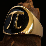 Excellent crafted Men's black Greek Letter PI Pinky Ring - Solid Brass - BikeRing4u