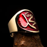 Perfectly crafted Men's red Muhammad Muslim Pinky Ring - solid Brass - BikeRing4u