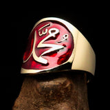 Perfectly crafted Men's red Muhammad Muslim Pinky Ring - solid Brass - BikeRing4u