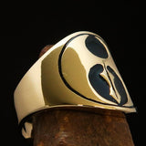 Perfectly crafted ancient Men's black Labrys double Axe Pinky Ring - Solid Brass - BikeRing4u