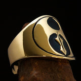 Perfectly crafted ancient Men's black Labrys double Axe Pinky Ring - Solid Brass - BikeRing4u