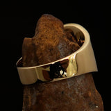 Perfectly crafted ancient Men's black Labrys double Axe Pinky Ring - Solid Brass - BikeRing4u