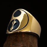 Perfectly crafted ancient Men's black Labrys double Axe Pinky Ring - Solid Brass - BikeRing4u