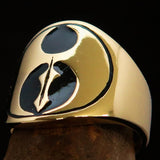 Perfectly crafted ancient Men's black Labrys double Axe Pinky Ring - Solid Brass - BikeRing4u