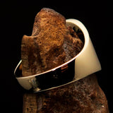 Well made Men's small red Egyptian Ankh Cross Pinky Ring - solid Brass - BikeRing4u