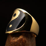 Excellent crafted Men's black Yin Yang Pinky Ring - Solid Brass - BikeRing4u
