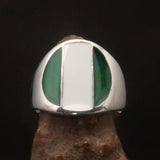 Nigerian Flag Ring, Perfectly crafted Men's National Flag Ring Nigeria - Sterling Silver - BikeRing4u
