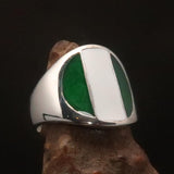 Nigerian Flag Ring, Perfectly crafted Men's National Flag Ring Nigeria - Sterling Silver - BikeRing4u