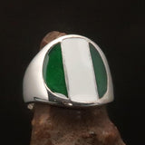 Nigerian Flag Ring, Perfectly crafted Men's National Flag Ring Nigeria - Sterling Silver - BikeRing4u