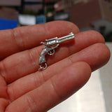 Revolver Silver Pendant, Sterling Silver Western Gun Pendant, Excellent Details hallmarked 925