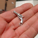 Revolver Silver Pendant, Sterling Silver Western Gun Pendant, Excellent Details hallmarked 925