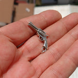 Revolver Silver Pendant, Sterling Silver Western Gun Pendant, Excellent Details hallmarked 925