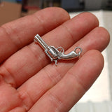 Revolver Silver Pendant, Sterling Silver Western Gun Pendant, Excellent Details hallmarked 925