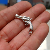 Revolver Silver Pendant, Sterling Silver Western Gun Pendant, Excellent Details hallmarked 925