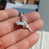 Hand Gun Silver Pendant, Sterling Silver Gun Pendant, Excellent Details hallmarked 925
