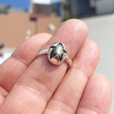 Black Sapphire Ring, Star shaped Sterling Silver Ring, Sapphire Silver Ring, Black Star Sapphire Ring, Gift for Her, Black Star Sapphire cab - size 6