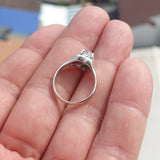 Moonstone Silver Ring, Moonstone Silver Heart Ring, Heart shaped Ring, Sterling Silver Ring, oval shaped Moonstone and 7 CZ, handmade ring - Size 5