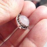 Minimalist Rose Quartz Silver Pendant, Sterling Silver pink Rose Quartz Pendant, Round shaped Rose Quartz