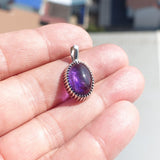 Minimalist Amethyst Silver Pendant, Sterling Silver purple Amethyst Pendant, oval shaped Amethyst
