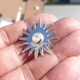 Moonstone Sun Pendant, Sterling Silver Pendant, Sun Pendant, round shaped Rainbow Moonstone, moonstone necklace, handmade gemstone pendant