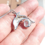 Dolphin Moonstone Amulet, Dolphin Pendant, Sterling Silver Pendant, Moonstone Necklace, Ceylon Moonstone 4 CZ, gift for her