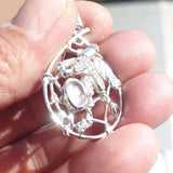 Moonstone Pendant, 925 Sterling Silver Necklace, dream catcher pendant, Ceylon Moonstone necklace, Ceylon moonstone cabochon