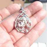 Moonstone Pendant, 925 Sterling Silver Necklace, dream catcher pendant, Ceylon Moonstone necklace, Ceylon moonstone cabochon